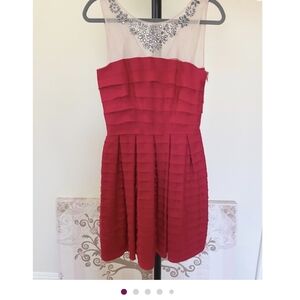 BCBG Max Azria Marina Tiered Red Mini Dress Size S